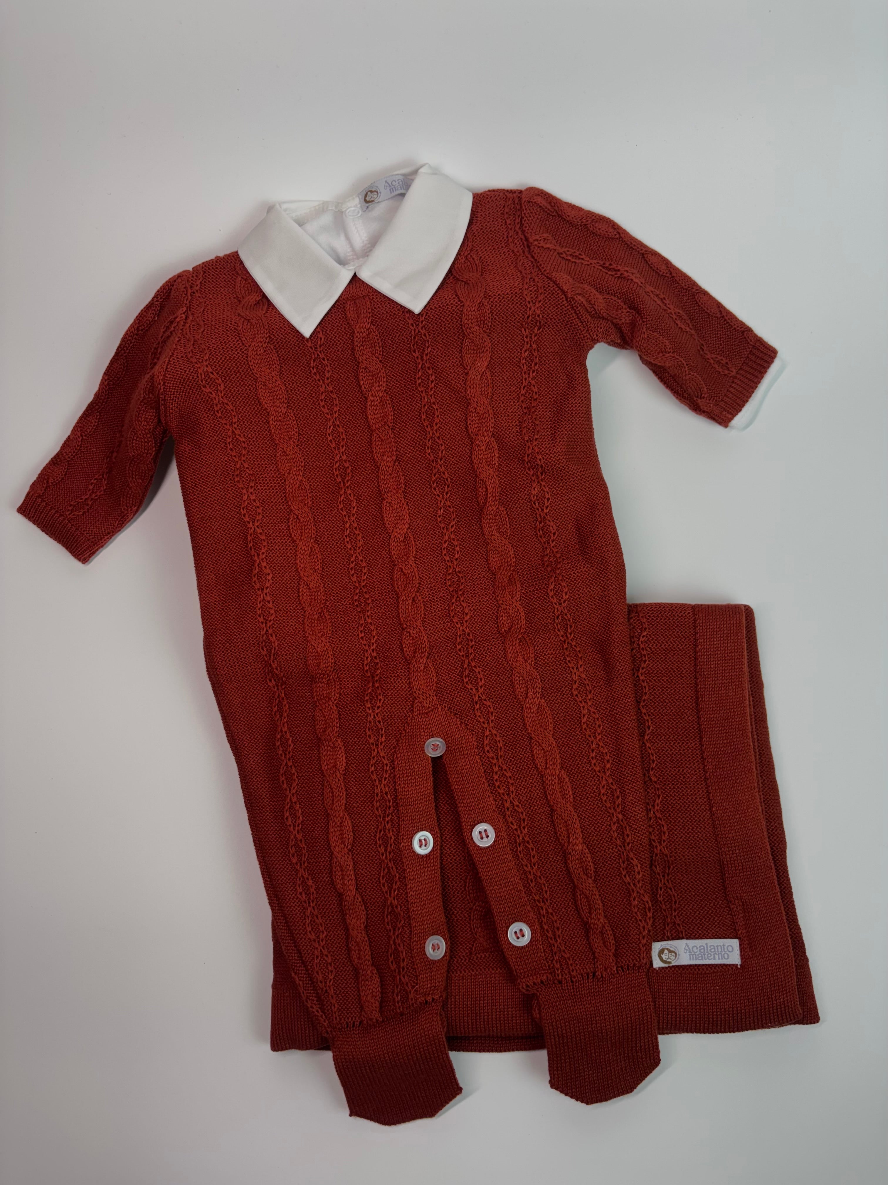 Conjunto Saída de Maternidade - Macacão Bambino (Terracota)
