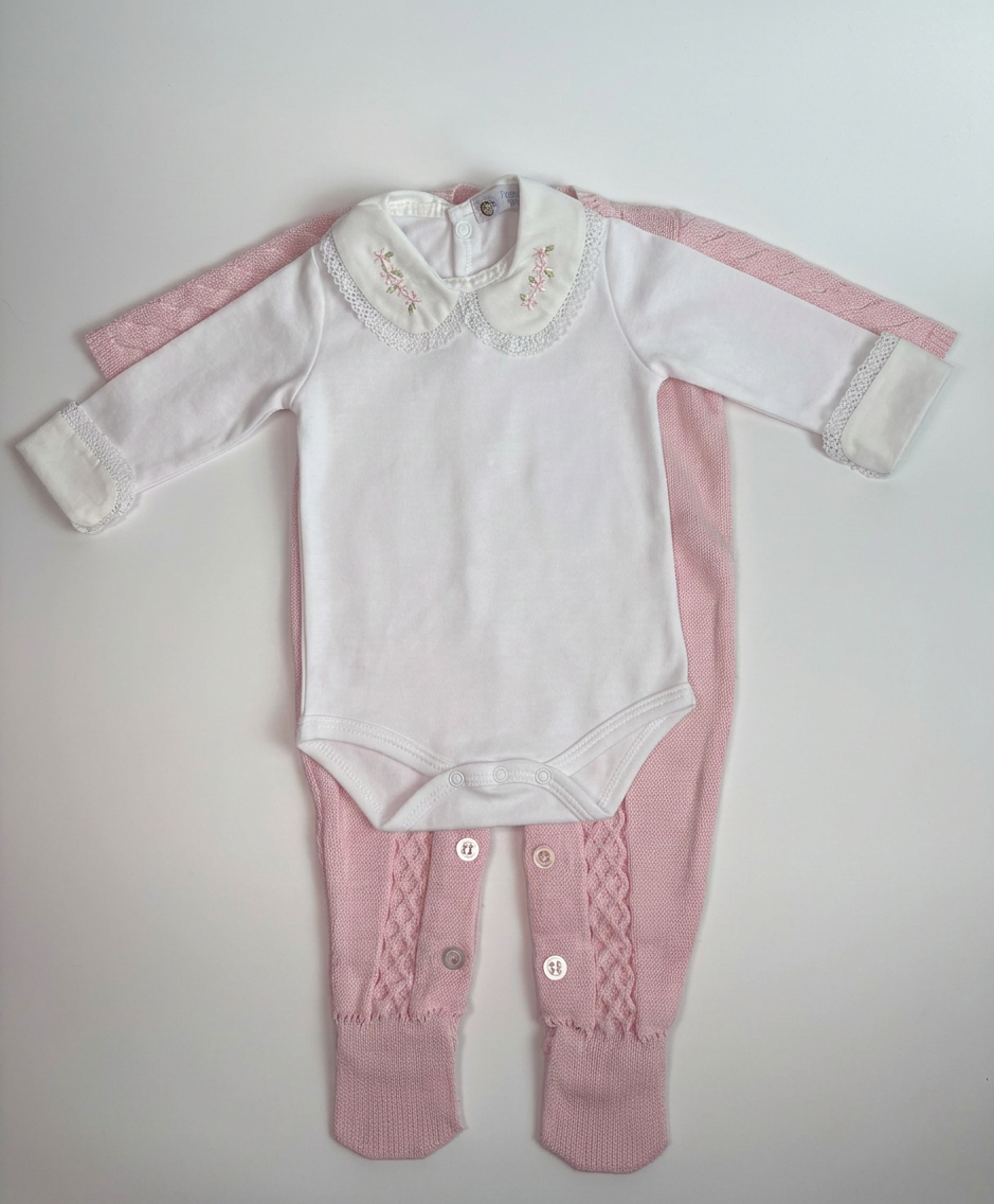 Conjunto Saída de Maternidade - Macacão Aimê (Rosa Bebê)