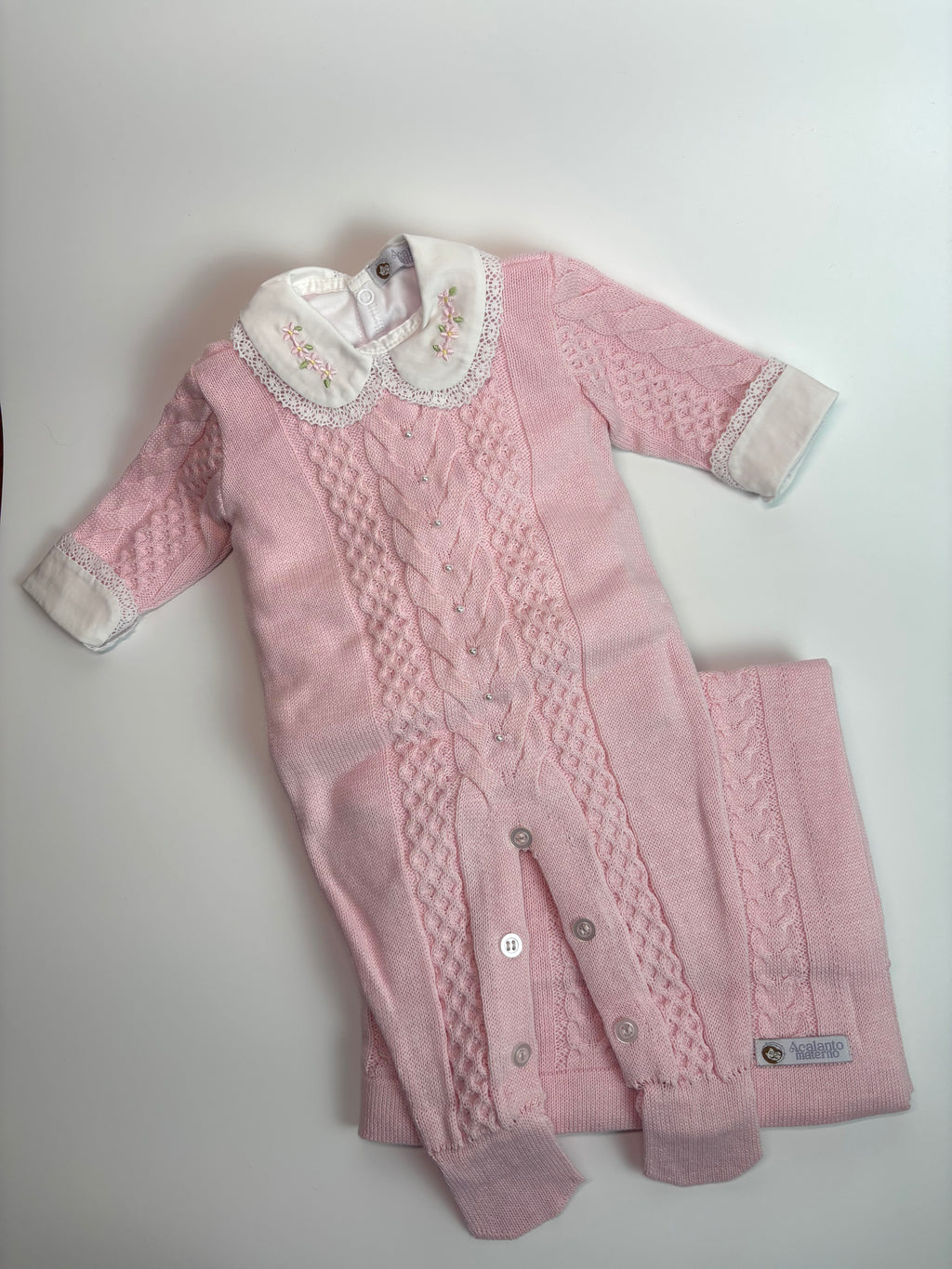 Conjunto Saída de Maternidade - Macacão Aimê (Rosa Bebê)