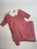 Conjunto Saída de Maternidade - Macacão Colmeia (Rosa Mescla)