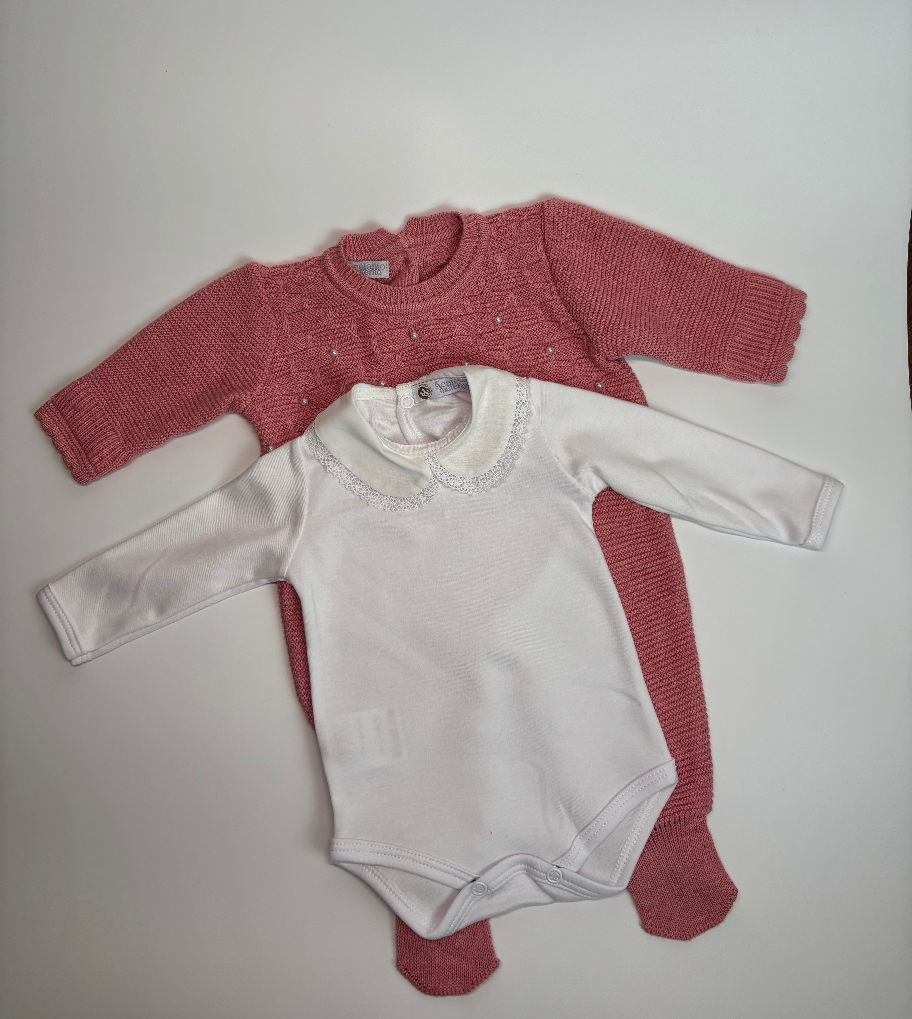 Conjunto Saída de Maternidade - Macacão Colmeia (Rosa Mescla)
