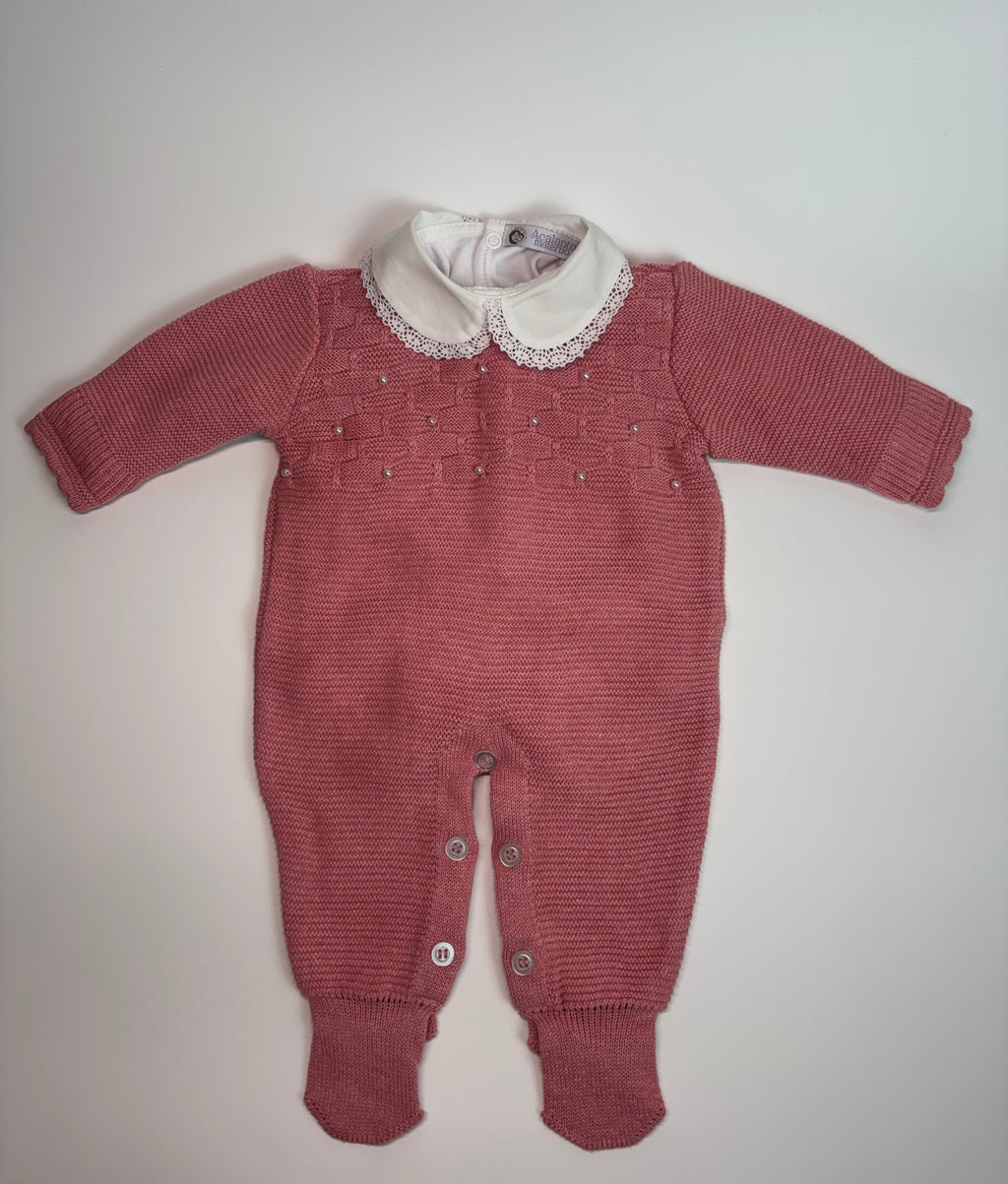 Conjunto Saída de Maternidade - Macacão Colmeia (Rosa Mescla)