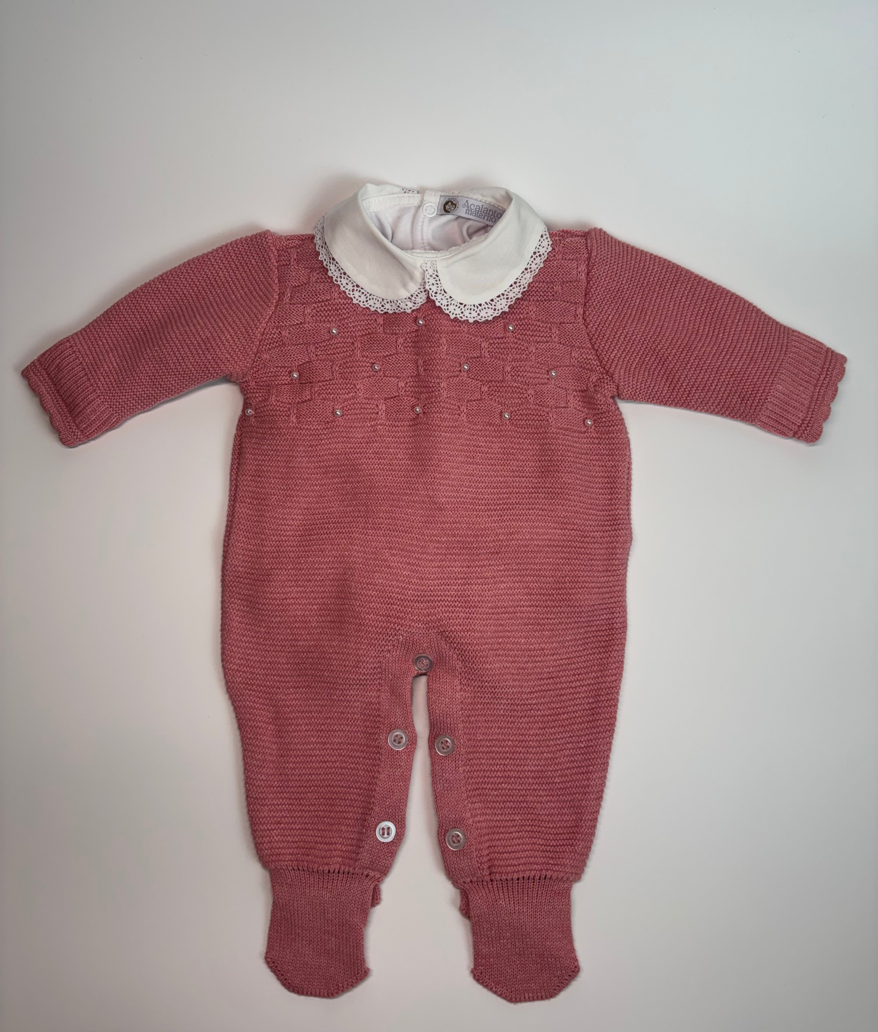 Conjunto Saída de Maternidade - Macacão Colmeia (Rosa Mescla)