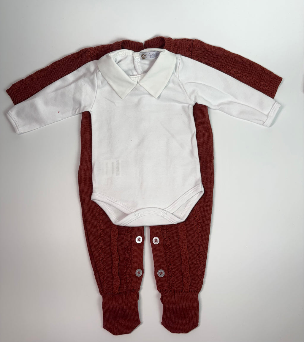 Conjunto Saída de Maternidade - Macacão Bambino (Terracota)