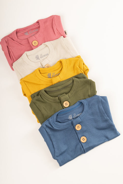 Body Botão Manga Curta + Bloomer Bebê Comfort Premium - Marrom Terra