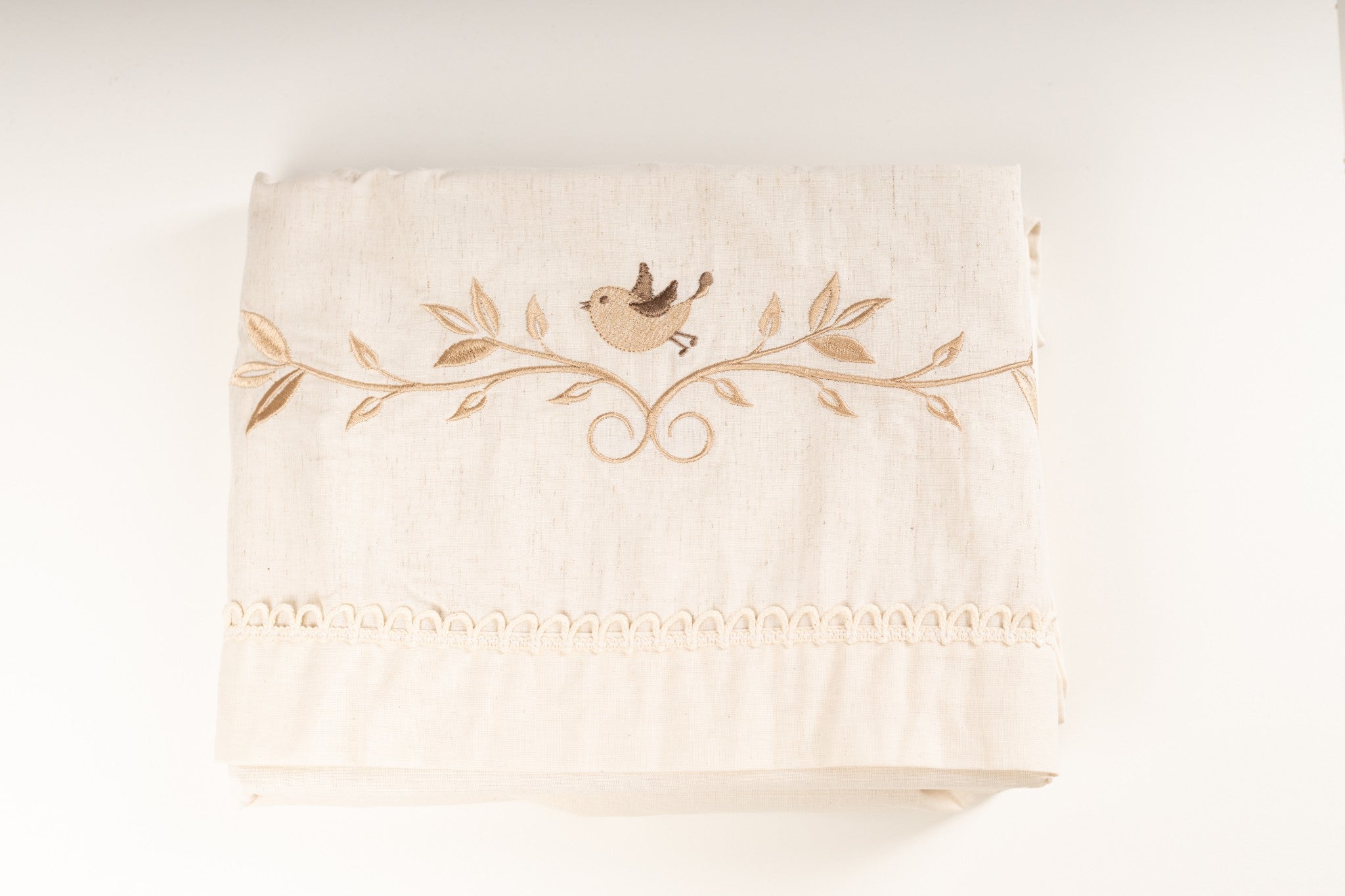 Jogo de lençol c/ elástico Baby Joy Essência 3pc - PÁSSARO NATURAL