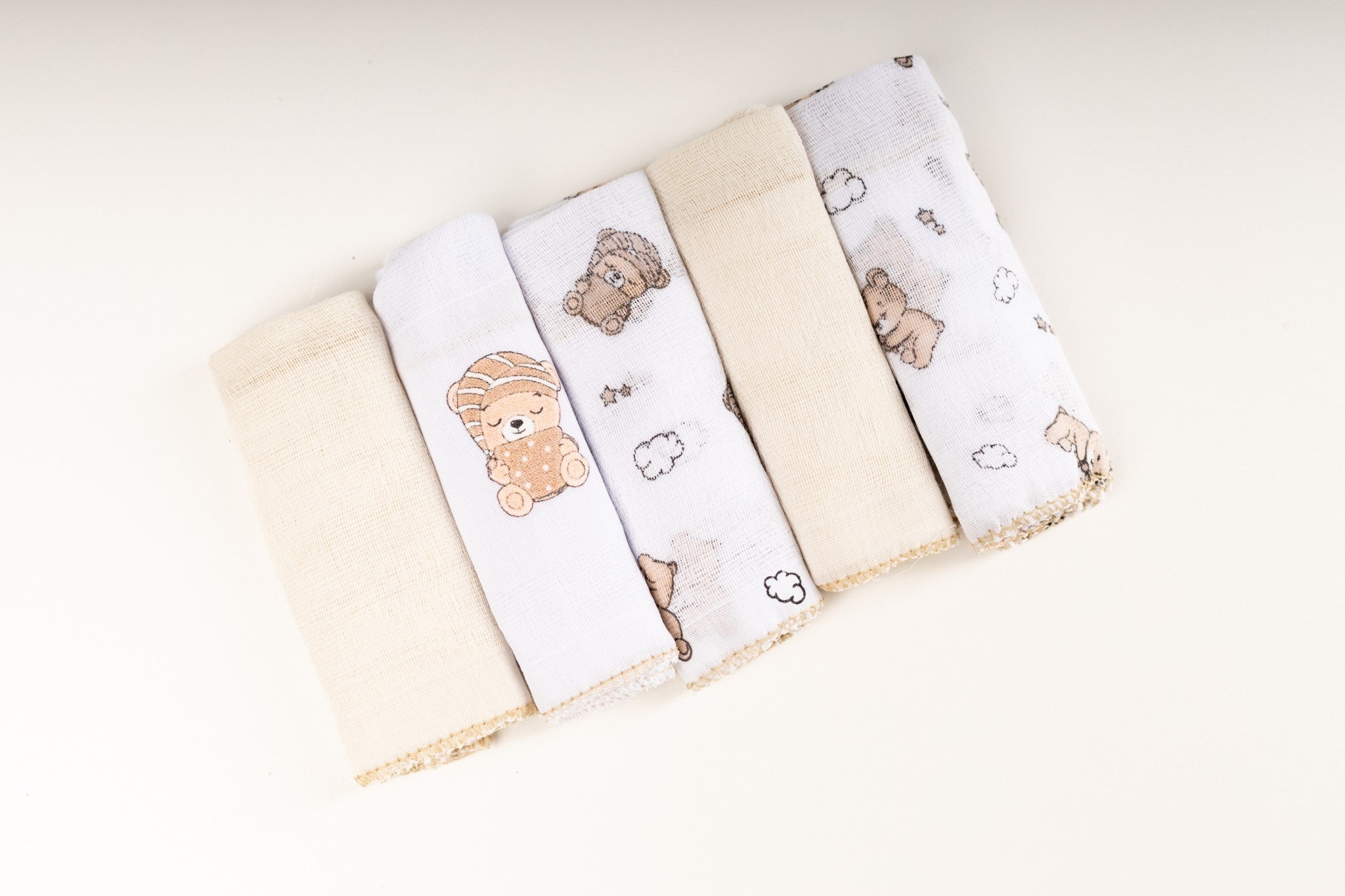 Pano de boca Pixuxu 5 un. - URSO BEGE