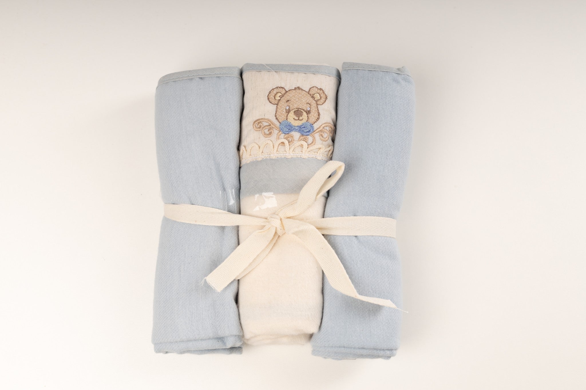 Cueiro flanelado Baby Joy 3 un. - URSO AZUL