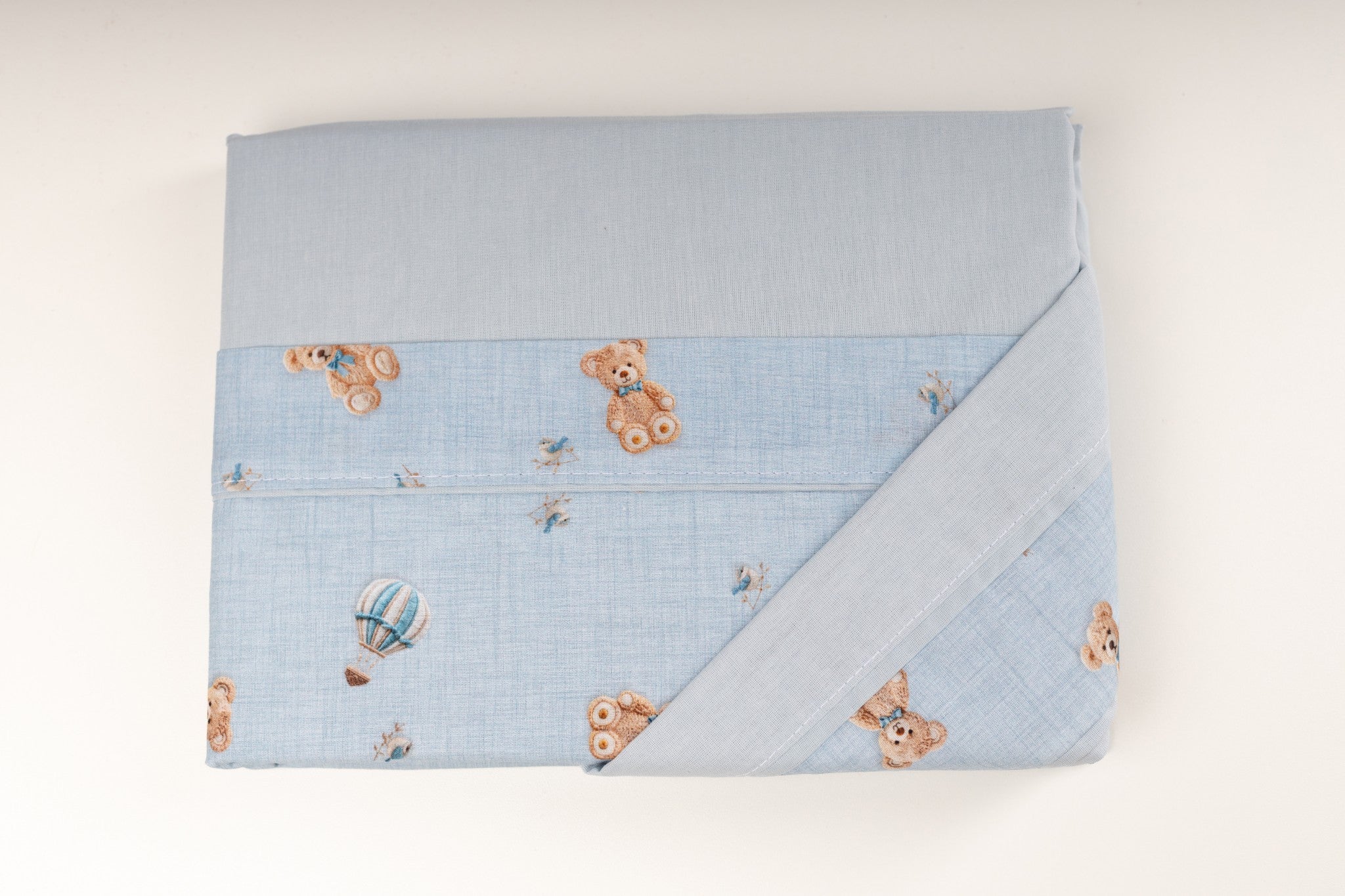 Jogo de lençol c/ elástico Baby Joy Fábula 3pc - URSO AZUL