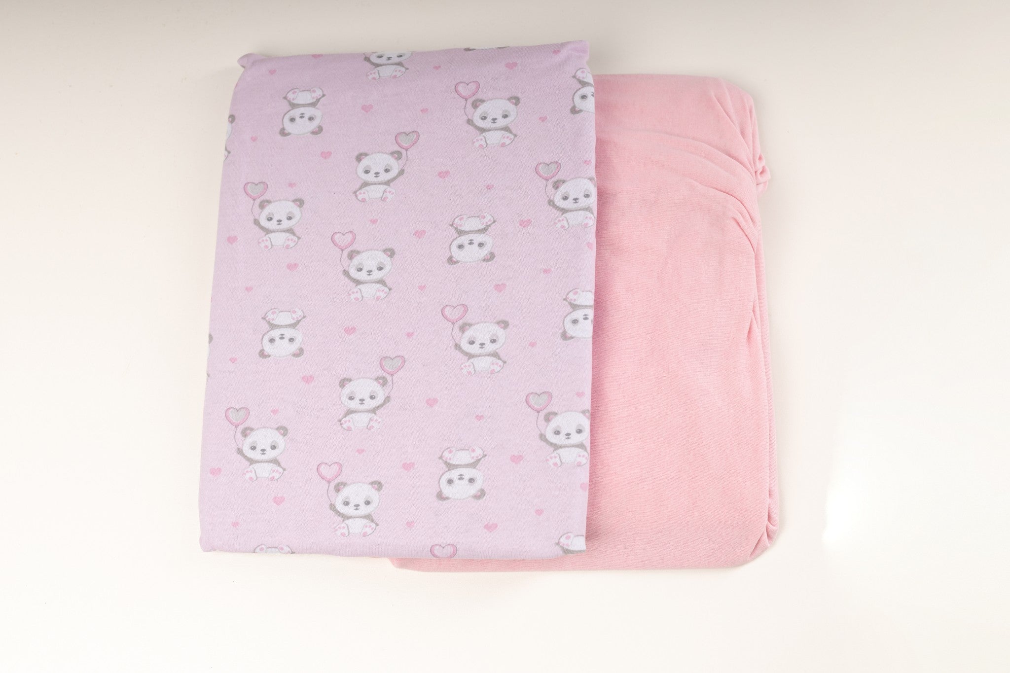 Jogo de lençol c/ elástico Bublim 3pc - PANDA ROSA