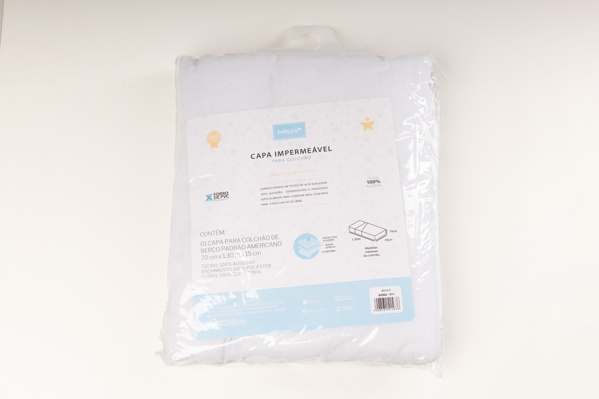 Capa impermeável p/ berço Baby Joy - BRANCO