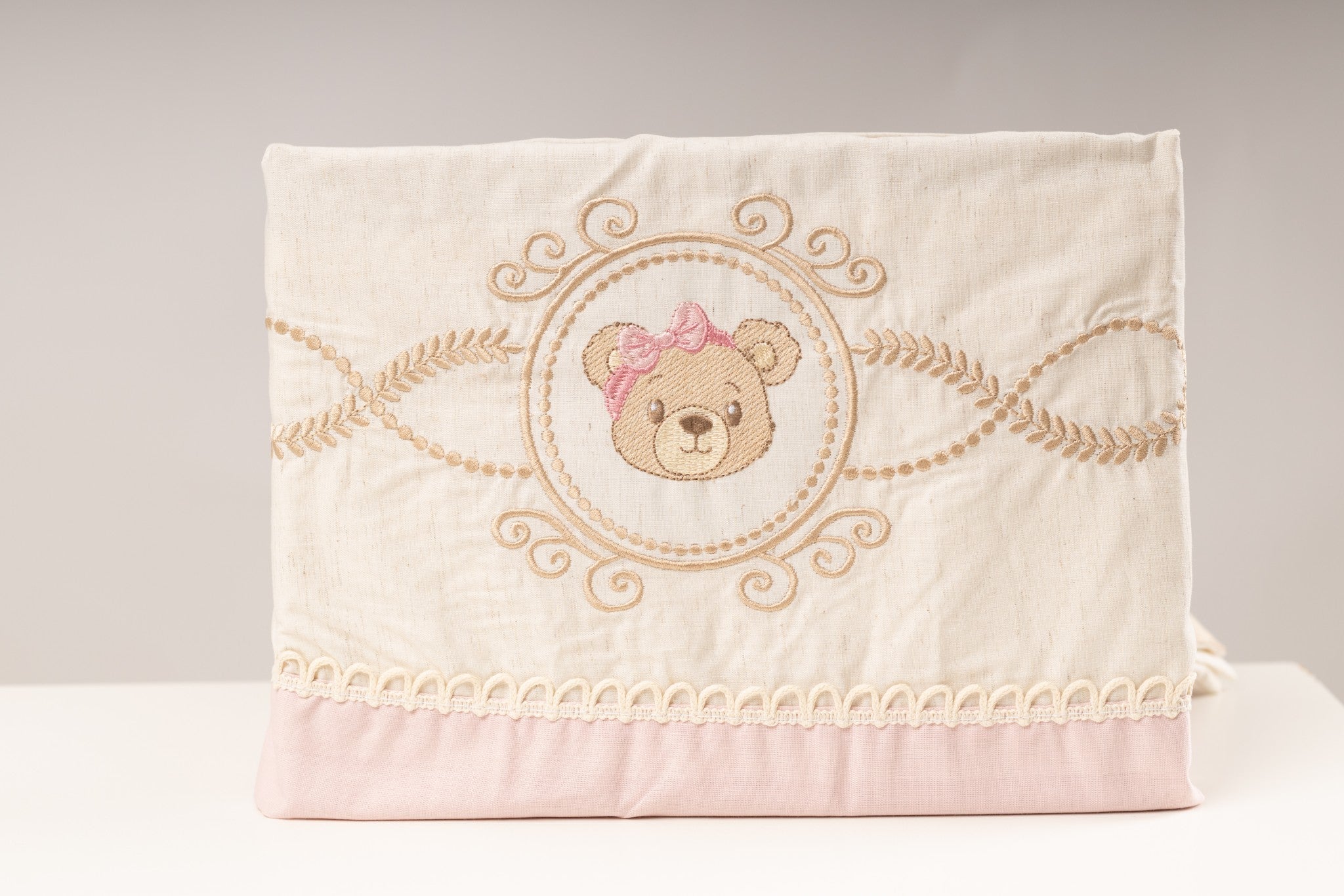 Jogo de lençol c/ elástico Baby Joy Essência 3pc - URSA ROSA