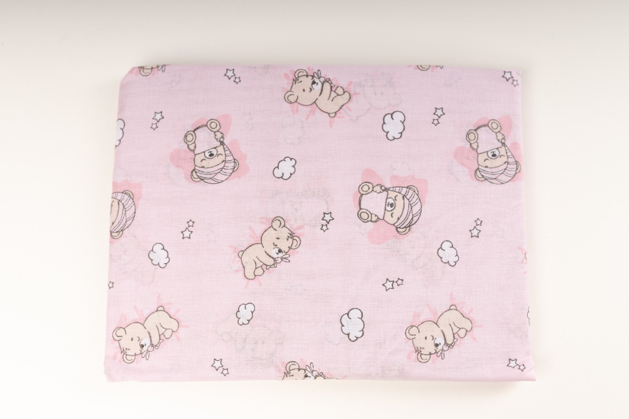 Jogo de lençol c/ elástico p/ berço Pixuxu - URSO ROSA