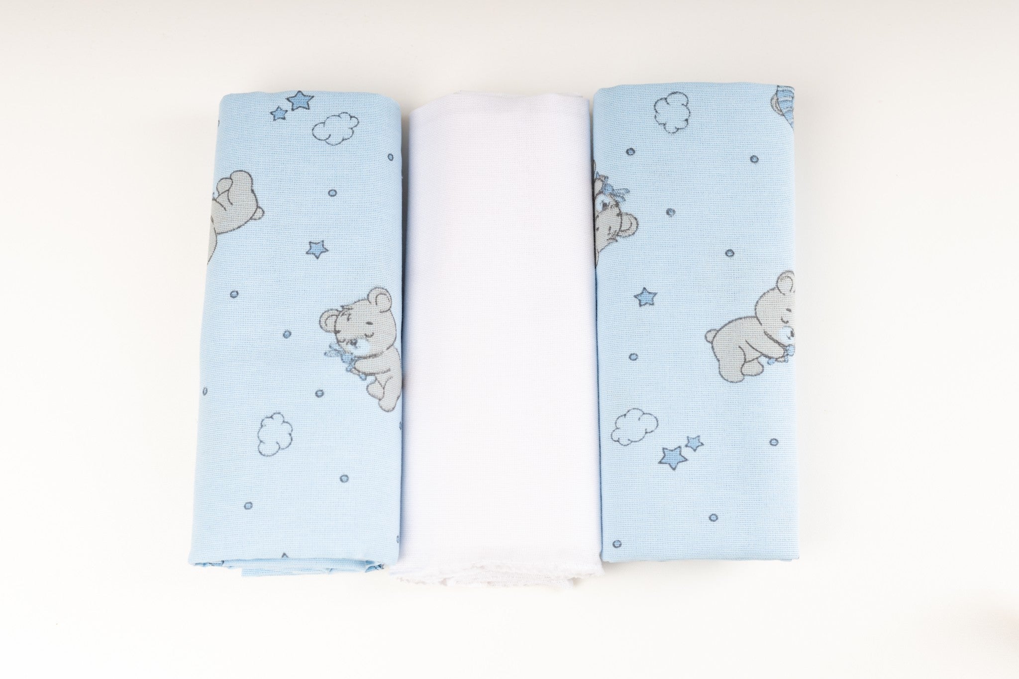 Cueiro flanelado Pixuxu 3 un. - URSO SONINHO AZUL