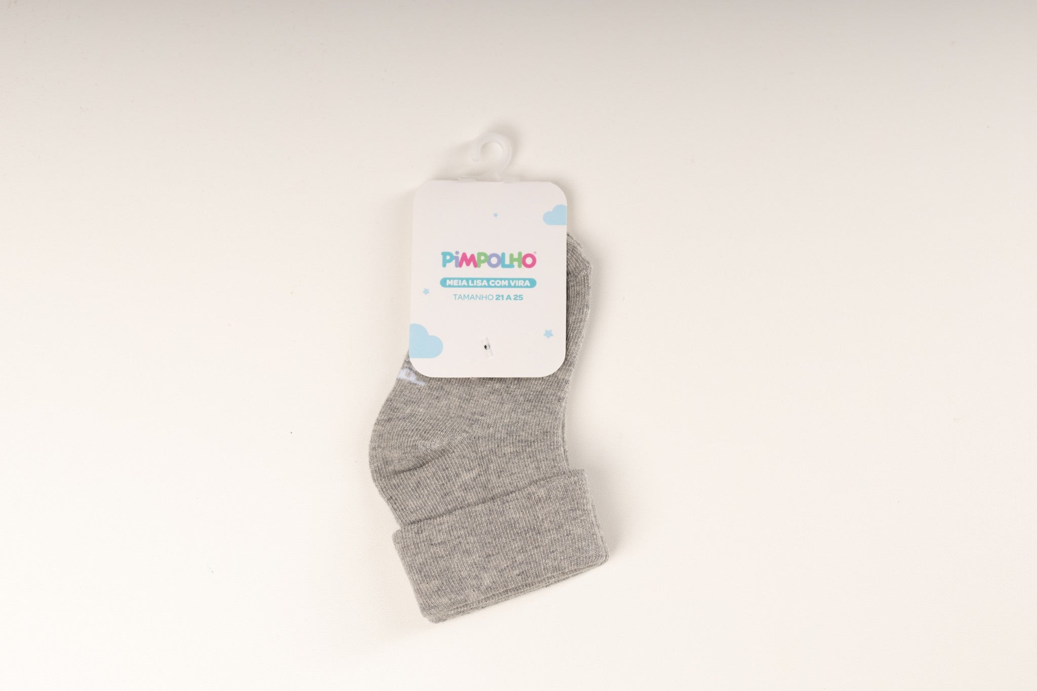 Meia lisa com vira 21-26 - CINZA