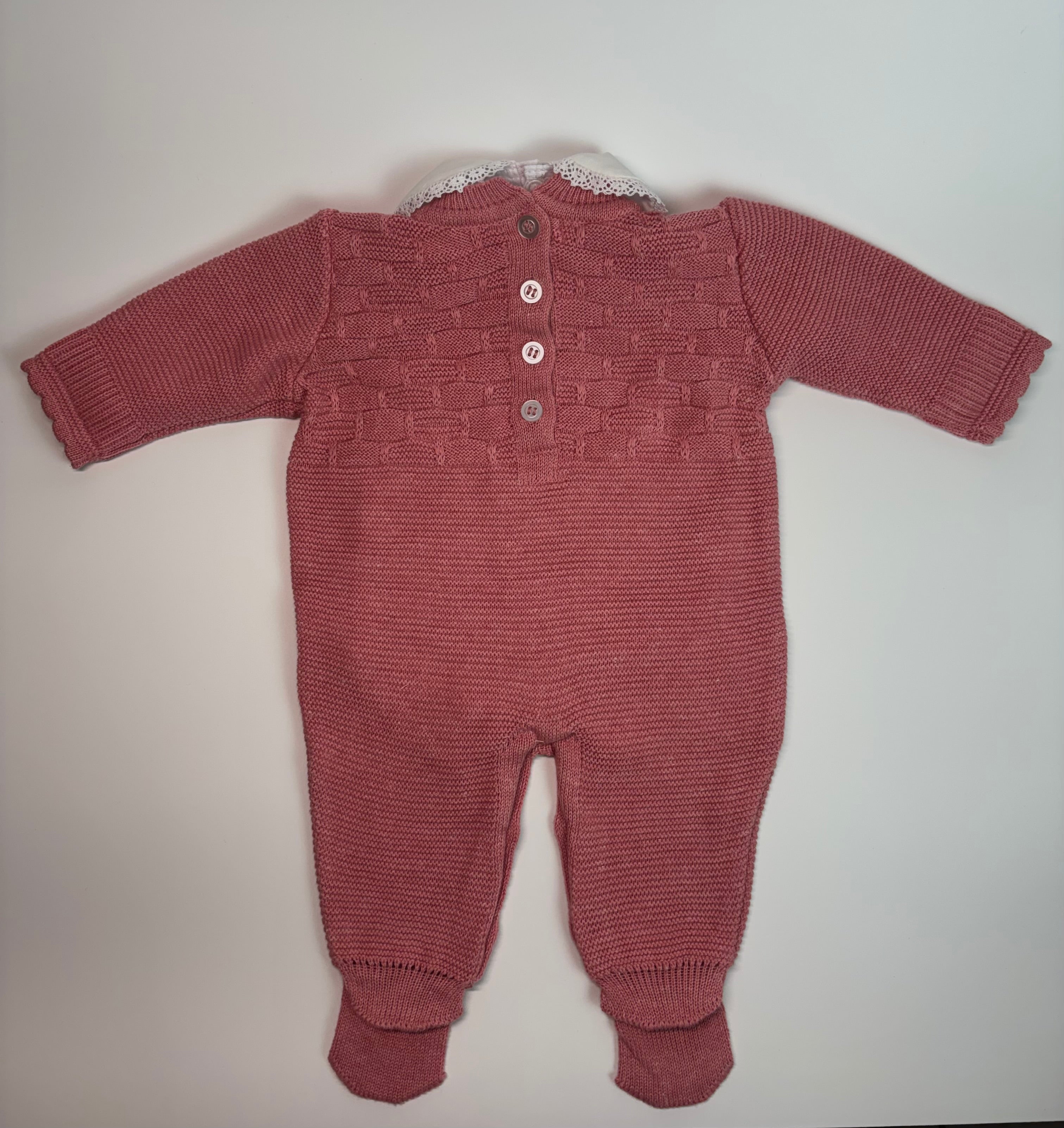Conjunto Saída de Maternidade - Macacão Colmeia (Rosa Mescla)